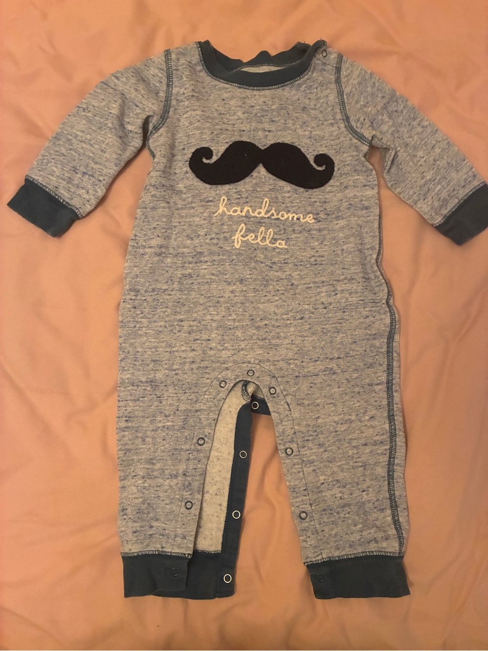 Baby Gap Handsome Fella Blue Heather Baby One-Piece long sleeve onesie